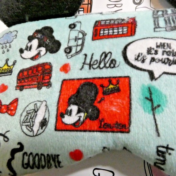 Eye Mask Disney London Mickey & Minnie Mouse Ears Queen Crown Red Bus Fuzzy NWT - Picture 8 of 8